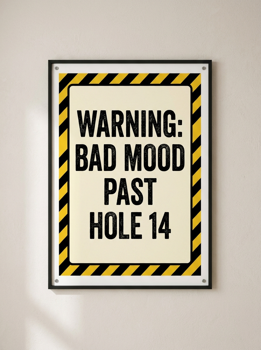 Warning Bad Mood Past Hole 14 golf poster
