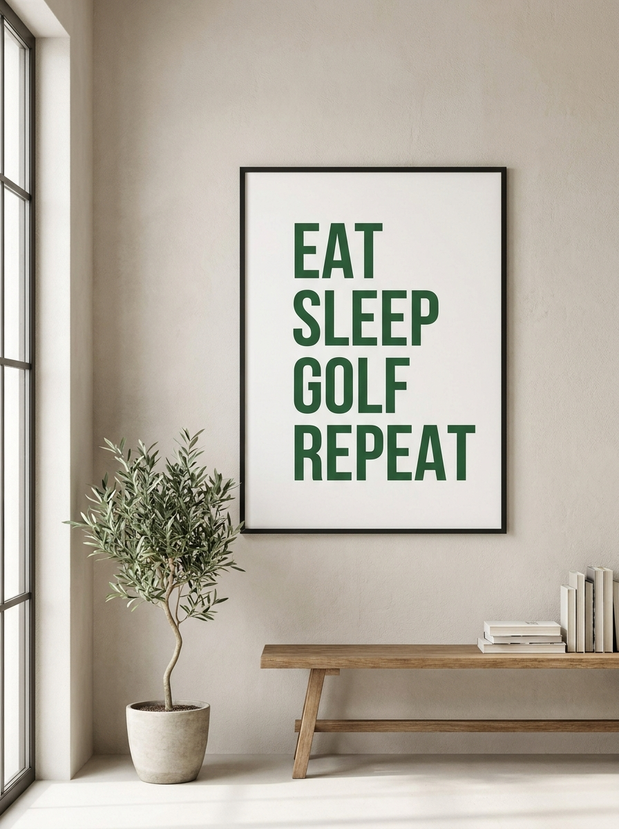 Eat Sleep Golf Repeat typographic poster