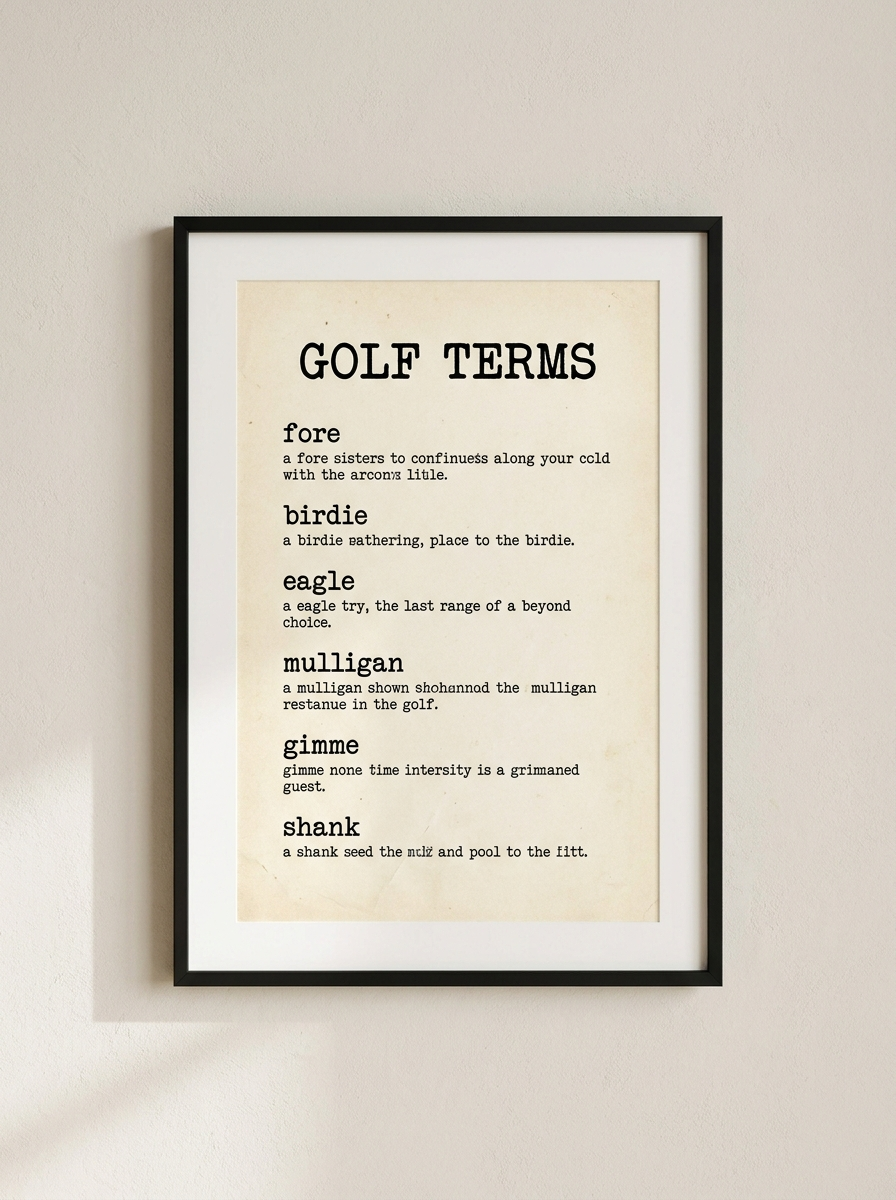Golf Terms Glossary vintage poster
