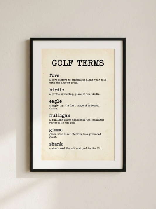 Golf Terms Glossary vintage poster