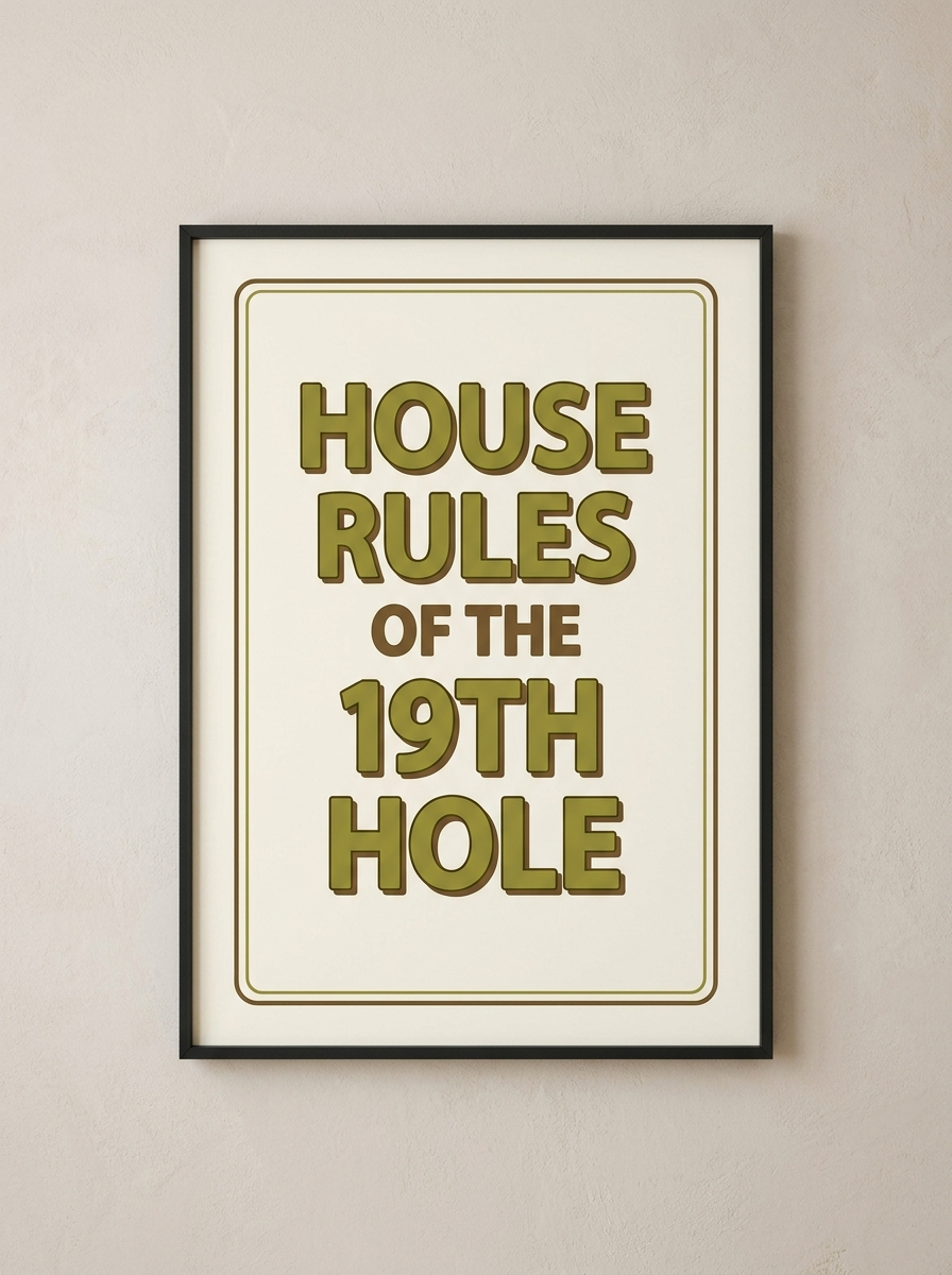 House Rules of the 19th Hole framed golf poster