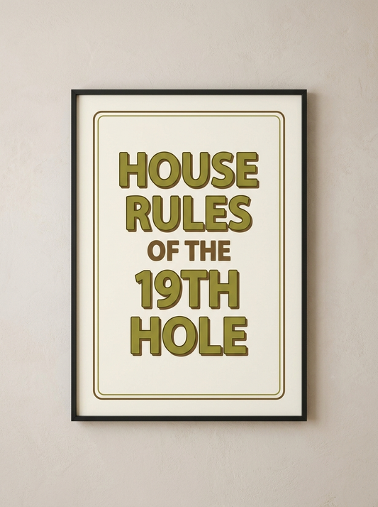 House Rules of the 19th Hole framed golf poster