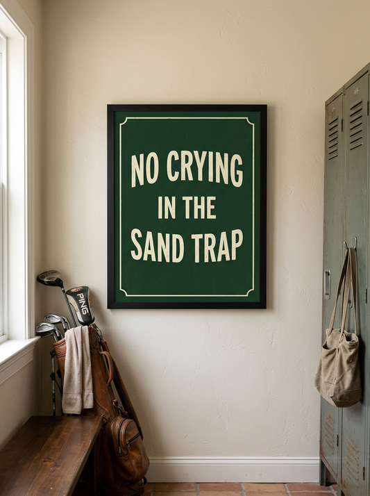 No Crying in the Sand Trap golf poster