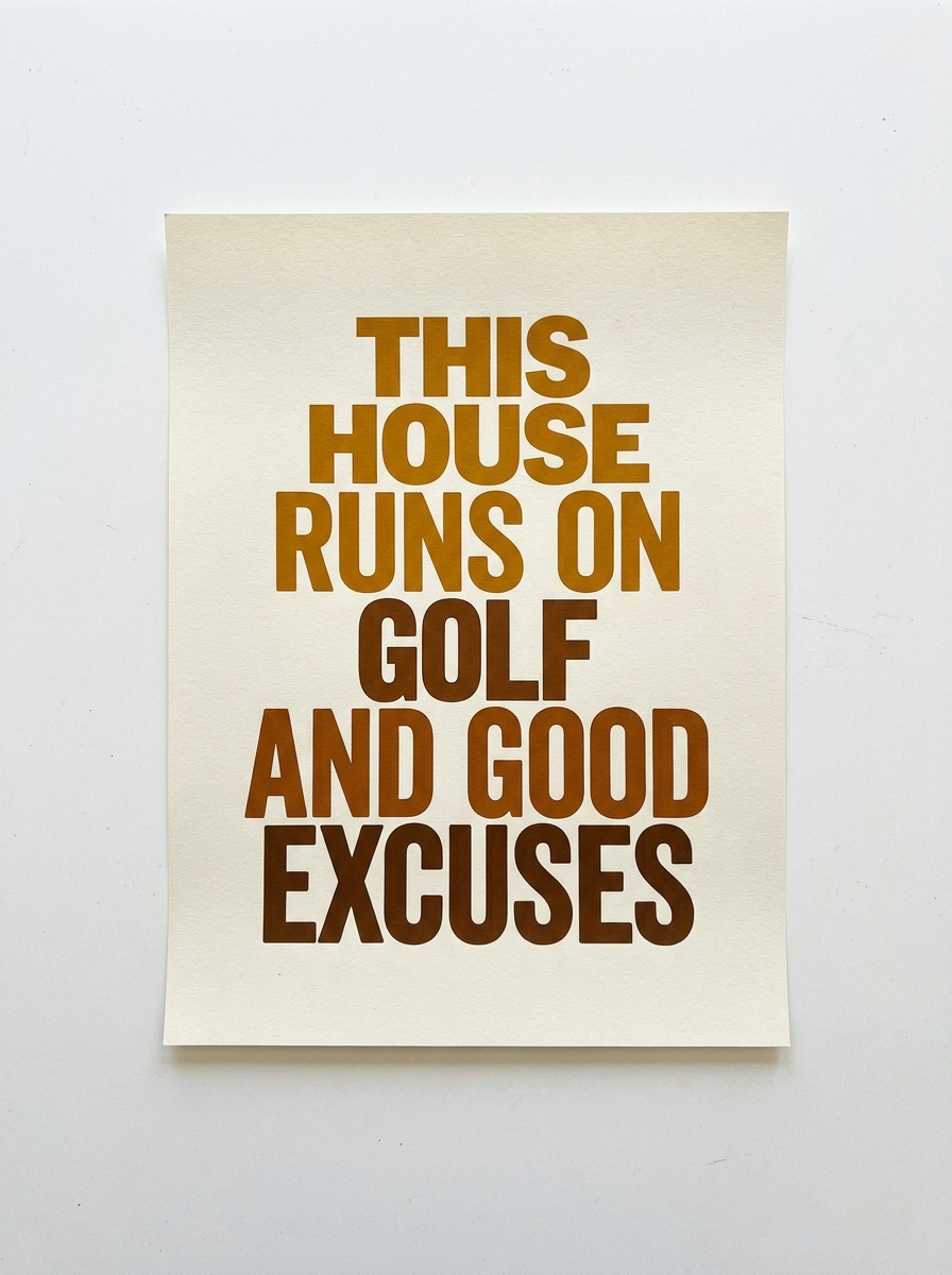 This House Runs on Golf and Good Excuses unframed poster