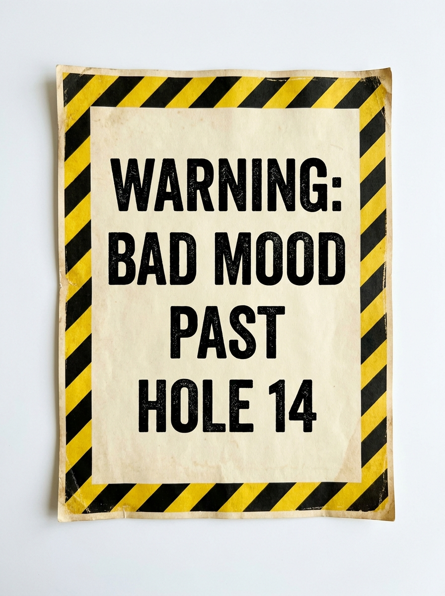 Warning Bad Mood Past Hole 14 unframed poster